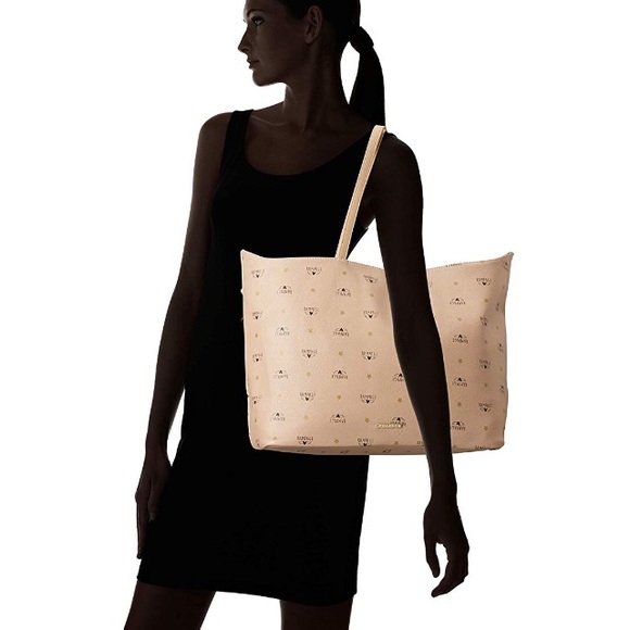 NWT Rampage Wing Logo Shoulder Bag Tote Purse Carryall Roomy Almond Weekender - Picture 2 of 15